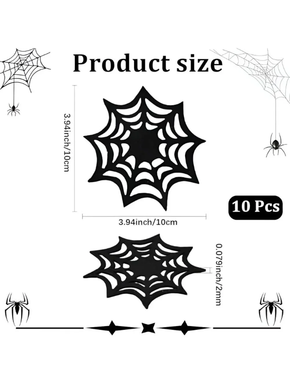 10Pcs Spider Web Coasters Cup Place Mats Non-Slip Heat Resistant
